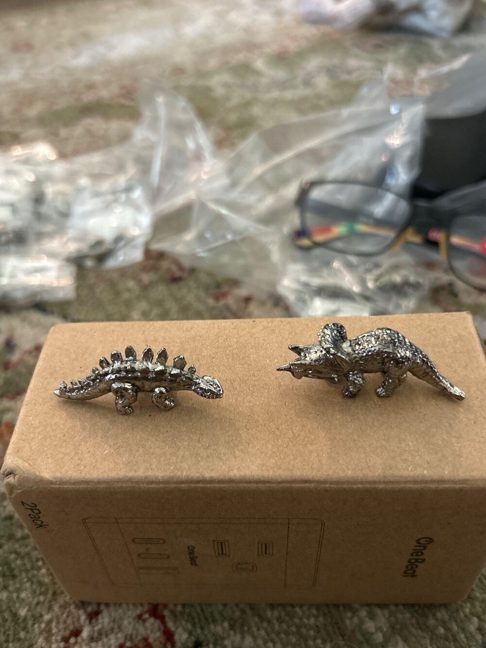 Pewter Dinosaurs Stegosaurus and Ticeratops